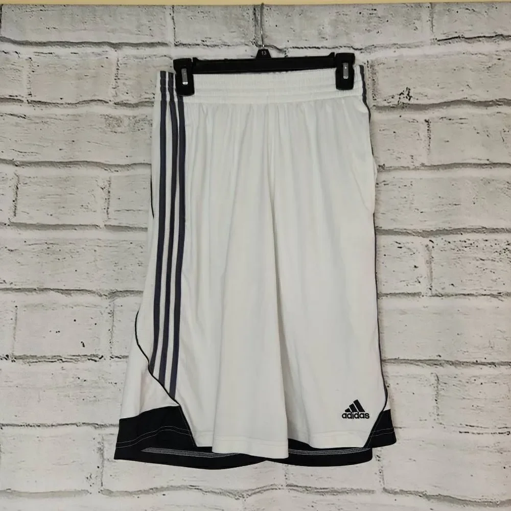 Adidas 3 Striped Sportswear Shorts White Black Gray Size Small 12